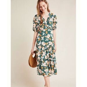 Gal Meets Glam Tegan Floral Tiered Midi Dress Size 14